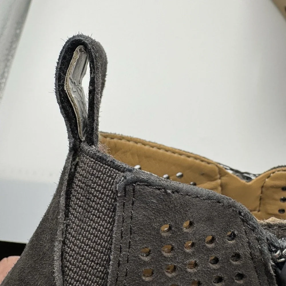Earth Booties Ankle Cosmos Womens Size 6.5B Gray Suede Open Toe Wedge Zip Casual